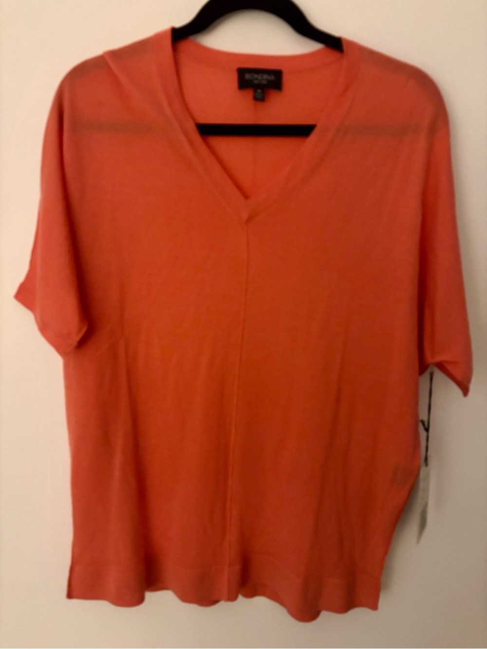 Rondina Short-Sleeve V-Neck Top in Coral Orange